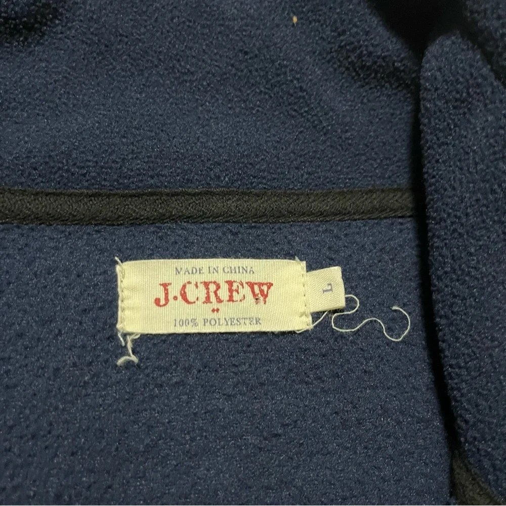 J. Crew Navy Blue Fleece Full-Zip Vest Mens Size Large Zipper Pickets Spring